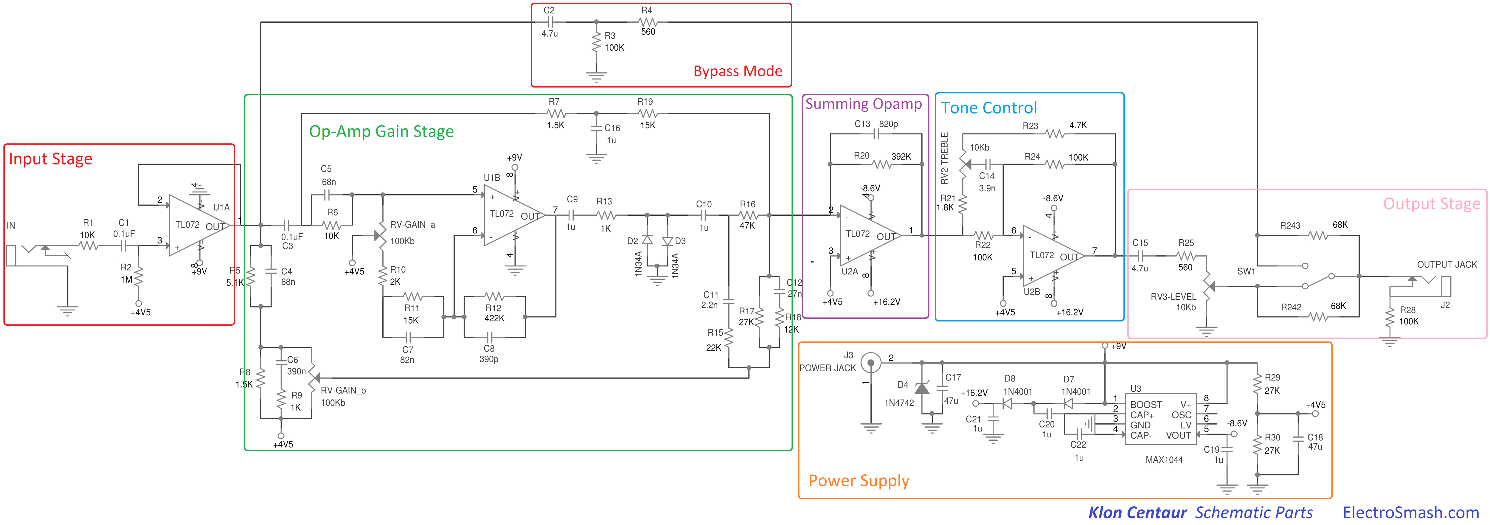 Klon Centaur Schematics